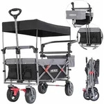 Arebos - Bollerwagen Premium Faltbar Mit Dach Handwagen Faltwagen Transportwagen