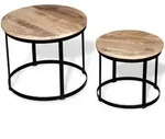 2-tlg. Couchtisch-set Raues Mangoholz Rund 40cm/50cm - Vidaxl