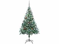 Bonnevie - Weihnachtsbaum Gefrostet mit Beleuchtung Kugeln Zapfen 150 cm...