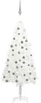 K&uuml;nstlicher Weihnachtsbaum Mit Beleuchtung & Kugeln Wei&szlig; 120 Cm - Vidaxl
