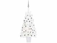 Künstlicher Weihnachtsbaum,Kunstbaum mit LEDs & Kugeln Weiß 90 cm vidaXL