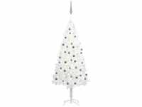 Künstlicher Weihnachtsbaum，Kunstbaum mit LEDs & Kugeln Weiß 180 cm vidaXL