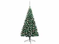 Künstlicher Halber Weihnachtsbaum,Kunstbaum mit LEDs & Kugeln Grün 180 cm...