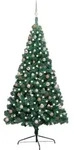 Vidaxl Artificial Half Pre-lit Christmas Tree With Ball Set Green 210 Cm