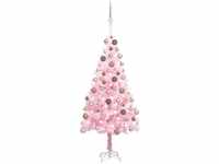 Künstlicher Weihnachtsbaum mit Beleuchtung & Kugeln Rosa 120cm vidaXL210305