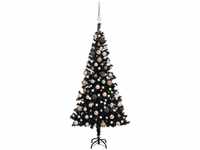 Bonnevie - Künstlicher Weihnachtsbaum,Kunstbaum mit LEDs & Kugeln Schwarz 150...