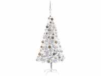 Künstlicher Weihnachtsbaum，Kunstbaummit LEDs & Kugeln Silbern 150 cm PET...