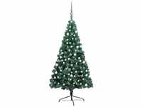 Künstlicher Halber Weihnachtsbaum,Kunstbaum mit LEDs & Kugeln Grün 180 cm...