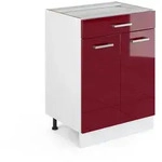 K&uuml;chenunterschrank R-line, Bordeaux Hochglanz, 60 Cm Mit Schublade, Ohne