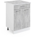 Vicco - K&uuml;chenunterschrank R-line, Beton, 60 Cm Mit Schublade, Ap Marmor
