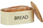 Brotkasten Retro Xl, Mit Bambusdeckel, Runde Brotbox Mit Schriftzug Bread, Hbt: 14 X