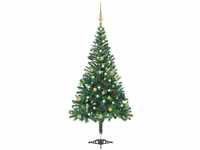 Künstlicher Weihnachtsbaum,Kunstbaum mit LEDs & Kugeln 210 cm 910 Zweige vidaXL