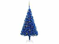 Künstlicher Weihnachtsbaum,Kunstbaum mit LEDs & Kugeln Blau 210 cm pvc vidaXL