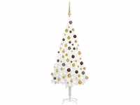 Bonnevie - Künstlicher Weihnachtsbaum,Kunstbaum mit LEDs & Kugeln Weiß 120 cm
