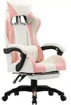 Gaming-stuhl Mit Fu&szlig;st&uuml;tze Rosa Und Wei&szlig; Kunstleder - Vidaxl