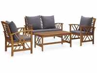 4-tlg. Garten-Lounge-Set,Gartenmöbel-Set mit Auflagen Massivholz Akazie vidaXL
