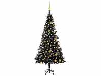 Künstlicher Weihnachtsbaum，Kunstbaum mit LEDs & Kugeln Schwarz 180 cm PVC...
