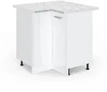 Vicco - Eckunterschrank R-line, Wei&szlig; Hochglanz, 75.6 Cm, Ap Marmor