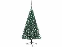 Künstlicher Halber Weihnachtsbaum，Kunstbaum mit LEDs & Kugeln Grün 240 cm...