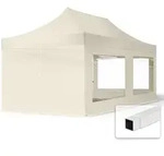 3x6 M Faltpavillon, Economy Stahl 30mm, Seitenteil Mit Panoramafenster, Creme