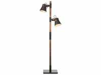Lampe Plow Standleuchte 2flg schwarz stahl/holz 2x A60, E27, 10W, geeignet für