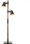 Lampe Plow Standleuchte 2flg Schwarz Stahl/holz 2x A60, E27, 10w, Geeignet F&uuml;r