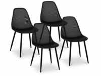 Stuhl 4er Set Kunststoff Lehnstuhl Stahlbeine bis 150 kg Designstuhl schwarz