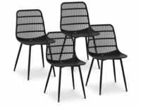 Stuhl 4er Set Lehnstuhl Kunststoff Metallbeine bis 150 kg Designstuhl schwarz