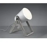 Defibrico - Kleine Tischleuchte Marc Naturholz Mit Metallschirm Grau, H&ouml;he 21cm