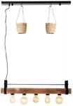 Lampe, Bankwood Pendelleuchte 5flg Schwarz/holzfarbend, 5x A60, E27, 28w, Holz Aus