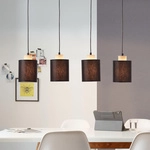 Lampe, Vonnie Pendelleuchte 4flg Schwarz/holzfarbend, Metall/holz/textil, 4x A60,