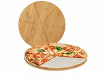 Pizzabrett Bambus 2er Set, runde Pizzateller 33 cm ø, inkl. Backpapier, Pizza