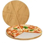 Relaxdays - Pizzabrett Bambus 2er Set, Runde Pizzateller 33 Cm &Oslash;, Inkl. Backpapier,
