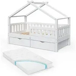 Vitalispa - Hausbett Design, Wei&szlig;, 80x160 Cm Mit 2 Schubladen Und Matratze