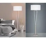 Designer Stehleuchte Paris Ii Silber Mit Stoffschirm Wei&szlig;, H&ouml;he 160cm