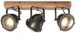 Brilliant - Lampe Carmen Wood Spotbalken 3flg Burned Steel/holz 3x Par51, Gu10, 5w,