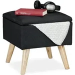 Hocker Mit Stauraum, Kunstleinen-bezug, Gepolstert, Holzbeine, Fu&szlig;hocker Mit Deckel,