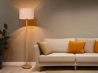 Trio - Stehlampe Korba Mit Holz Fu&szlig; & Stoff Lampenschirm Wei&szlig;, H&ouml;he 162cm