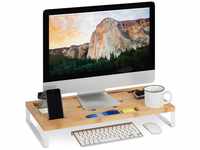 Monitorständer, pc Erhöhung aus Bambus und Eisen, für Monitor oder Laptop,