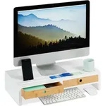 Relaxdays Monitorst&auml;nder, 2 Schubladen, Pc Erh&ouml;hung F&uuml;r Schreibtisch, Bambus &