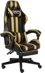 Vidaxl - Gaming-stuhl Mit Fu&szlig;st&uuml;tze Schwarz Und Golden Kunstleder