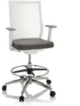Arbeitsstuhl / Counterstuhl Aspen Work W Netzstoff Transparent / Sitz Stoff Grau Hjh