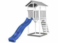 Beach Tower Spielturm aus Holz in Weiß & Grau Spielhaus für Kinder mit blauer