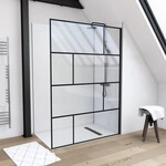 Duschwand, Schwarz 140 X 195 Cm - Begehbare Dusche - Walk-in - Duschabtrennung -