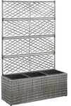 Vidaxl - Hochbeet Mit Rankgitter 3 T&ouml;pfe 83&times;30&times;130cm Poly Rattan Grau