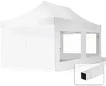 3x6 M Faltpavillon, Economy Stahl 30mm, Seitenteil Mit Panoramafenster, Wei&szlig;