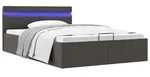 Bett Mit Bettkasten Hydraulisch Led Dunkelgrau Stoff 140x200 Cm Vidaxl 173703