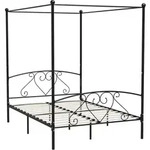 Himmelbett-gestell Schwarz Metall 140 X 200 Cm Vidaxl