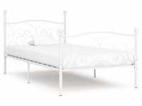 Bettgestell,Schlafzimmerbett mit Lattenrost Weiß Metall 100 × 200 cm vidaXL