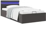 Bett Mit Bettkasten Hydraulisch Led Dunkelgrau Stoff 90x200 Cm Vidaxl 999233